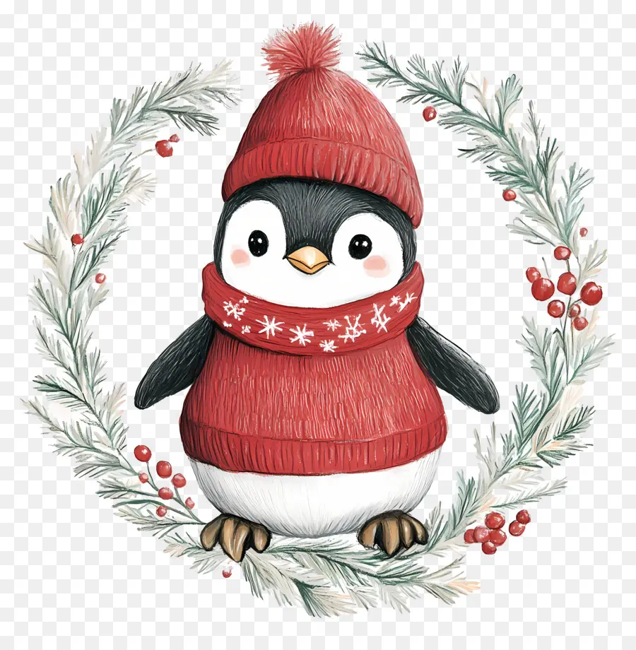 Pingouin De Noël，Pingouin En Vêtements D'hiver PNG