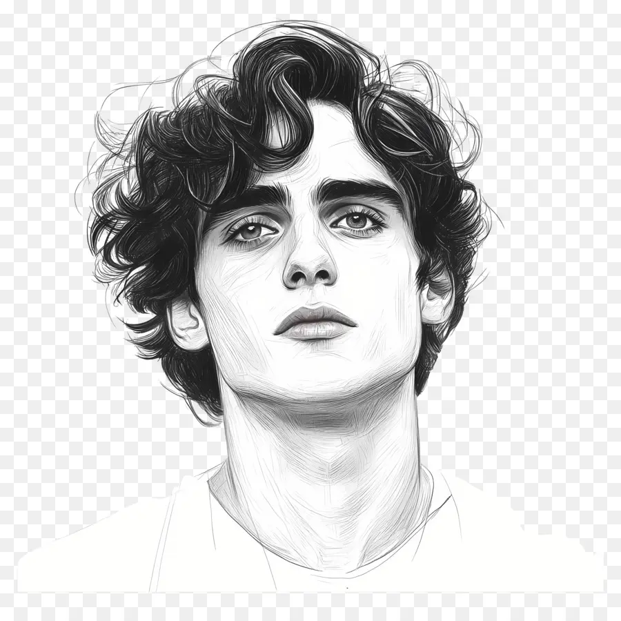 Timothée Chalamet，Portrait Noir Et Blanc PNG