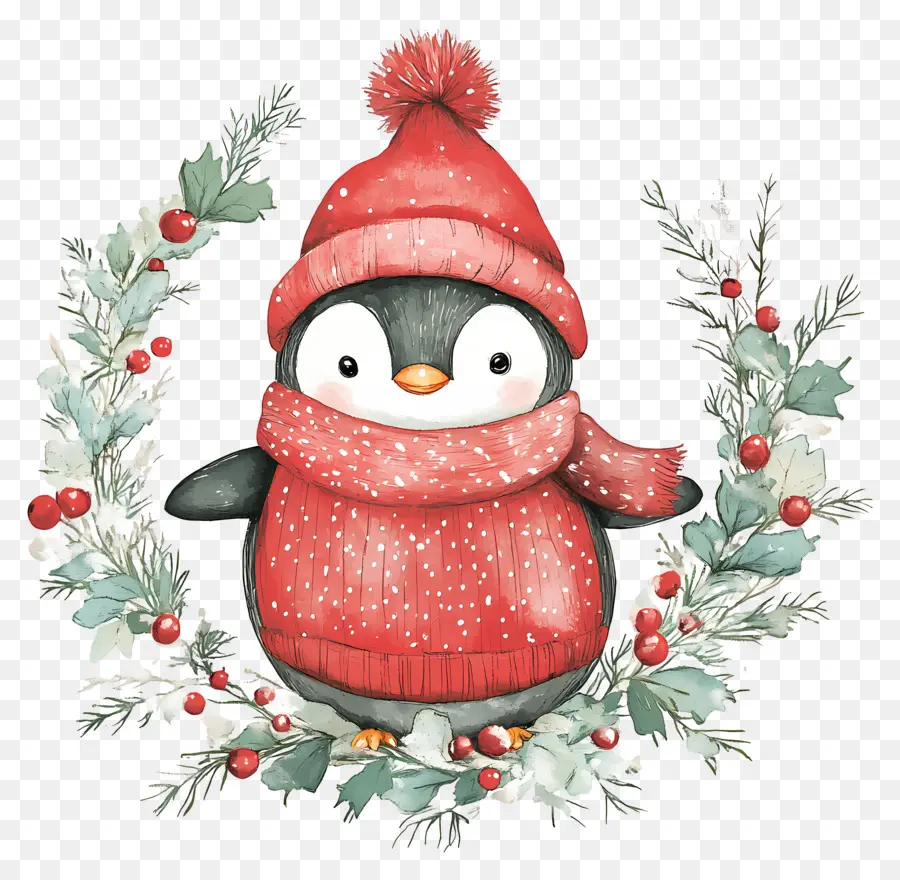 Pingouin De Noël，Pingouin En Vêtements D'hiver PNG