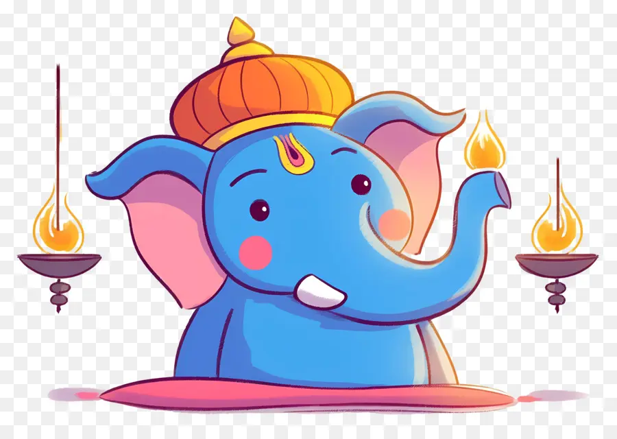 Ganesh Chaturthi，Tête D'éléphant Avec Lampes PNG