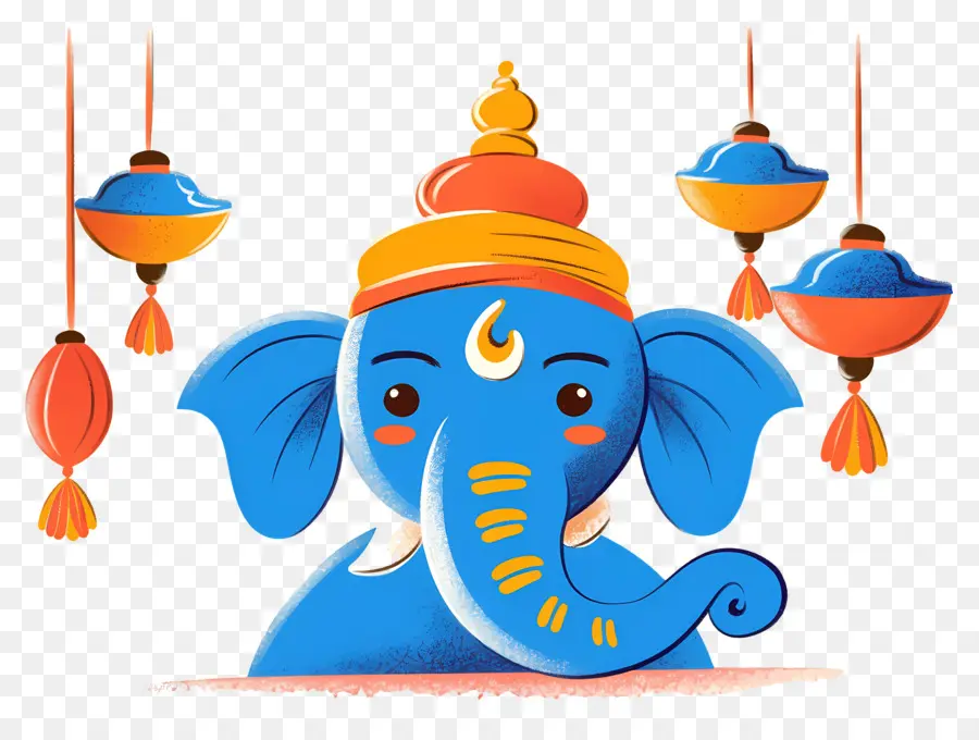 Ganesh Chaturthi，Tête D'éléphant Avec Lampes PNG