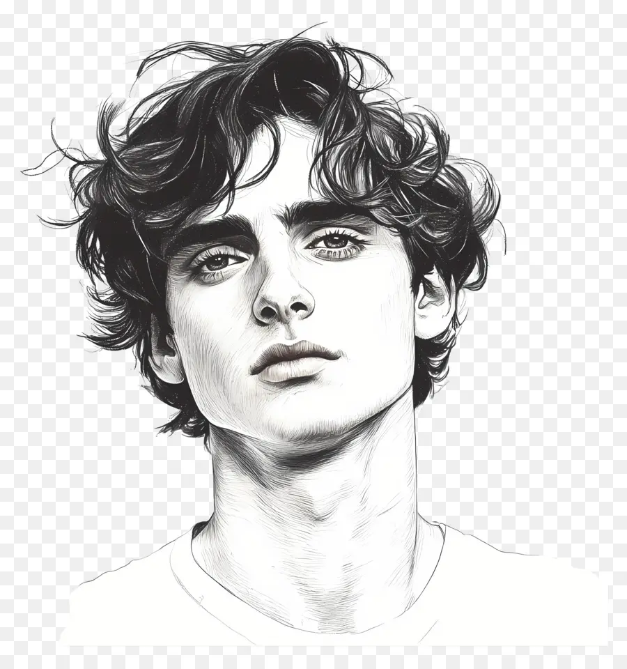 Timothée Chalamet，Portrait Noir Et Blanc PNG