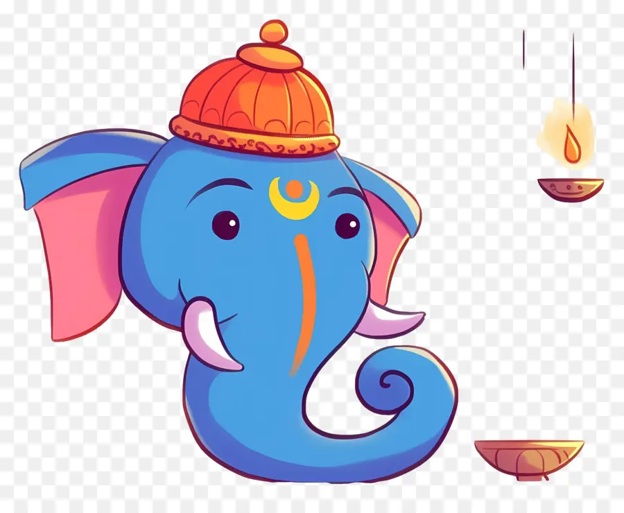 Ganesh Chaturthi，Tête D'éléphant Avec Lampes PNG