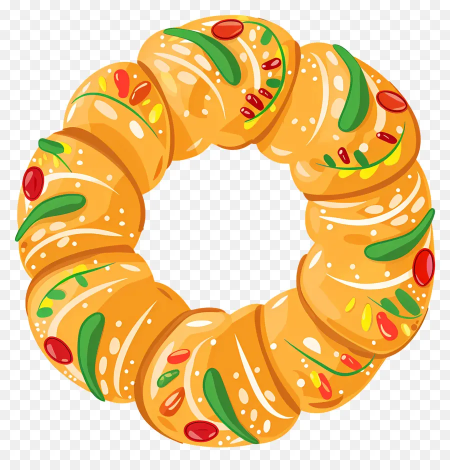 Pain De Noël Espagnol，Couronne De Pain Doré PNG