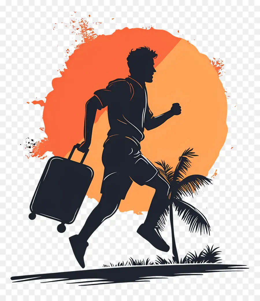 Voyages，Running Man Avec Valise PNG