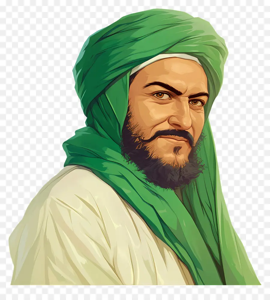 Maître Soufi，Homme Au Turban Vert PNG