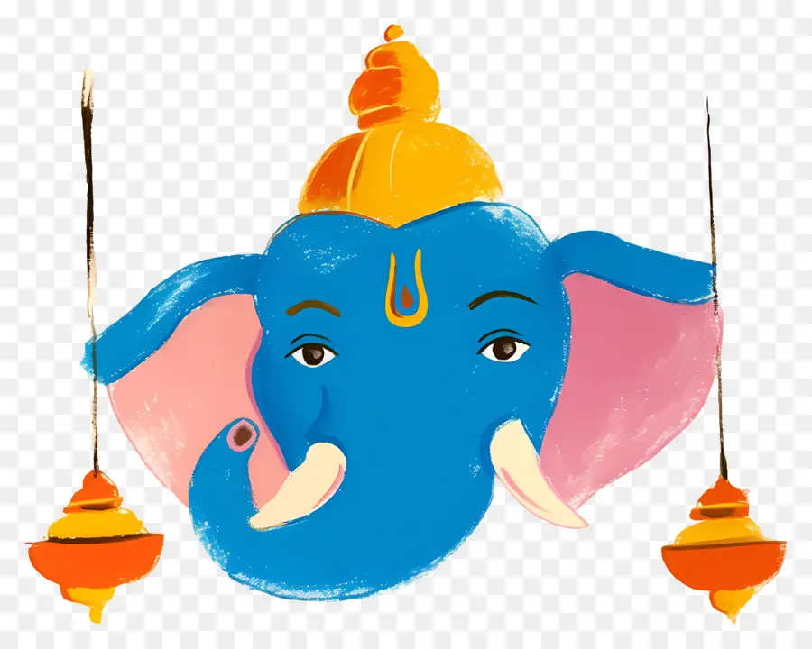 Ganesh Chaturthi，Tête D'éléphant Avec Lampes PNG