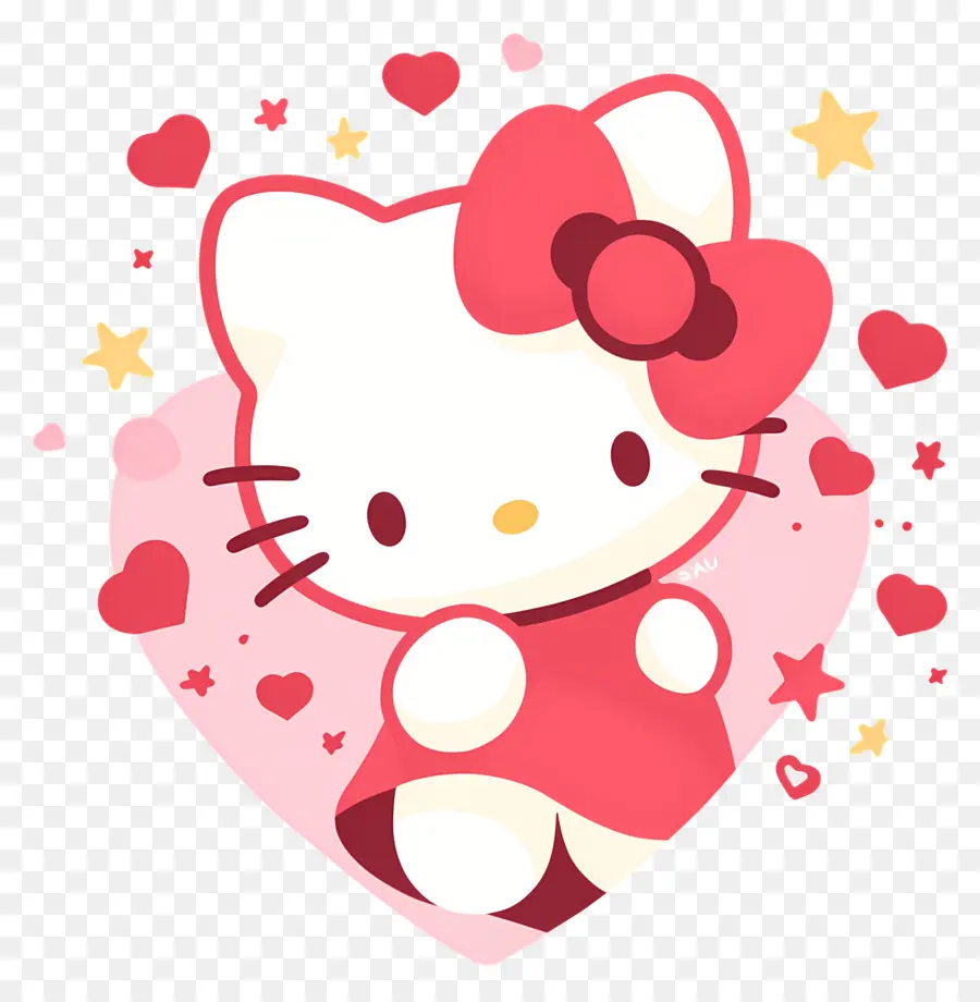 Bonjour Kitty，Hello Kitty Avec Des Coeurs PNG