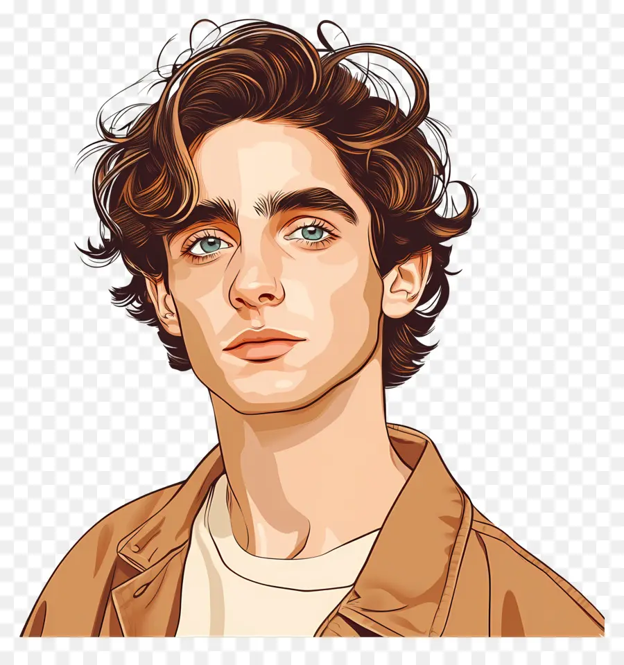 Timothée Chalamet，Portrait Illustré De Jeune Homme PNG