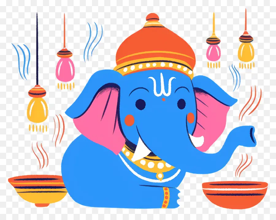 Ganesh Chaturthi，Tête D'éléphant Avec Lampes PNG