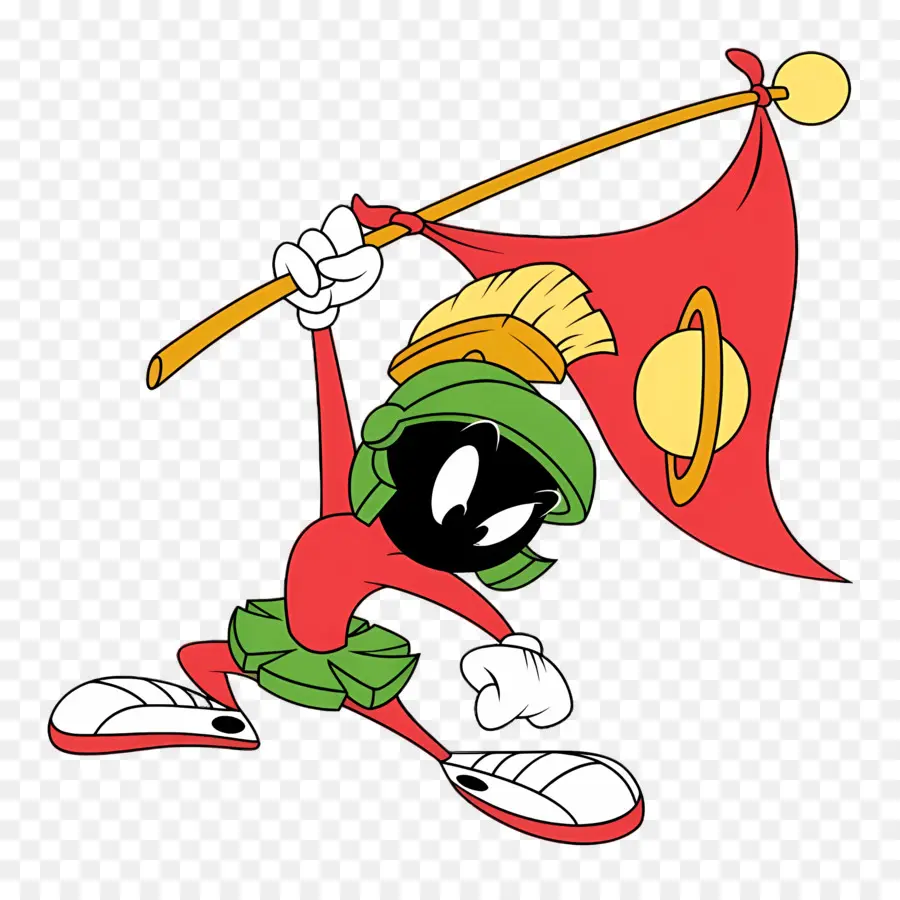 Marvin Le Martien，Personnage De Dessin Animé Avec Drapeau PNG