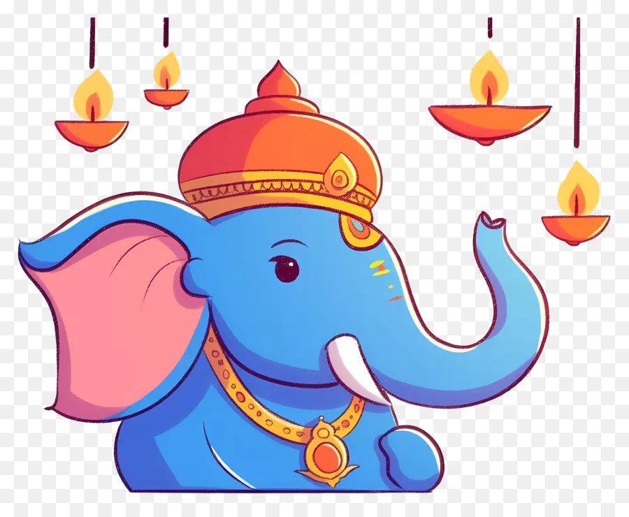 Ganesh Chaturthi，Tête D'éléphant Avec Lampes PNG