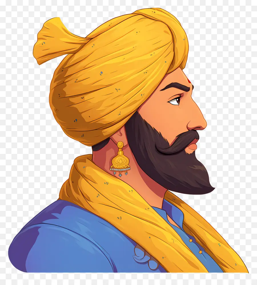 Gourou Govind Singh Jayanti，Homme Souriant Avec Turban PNG