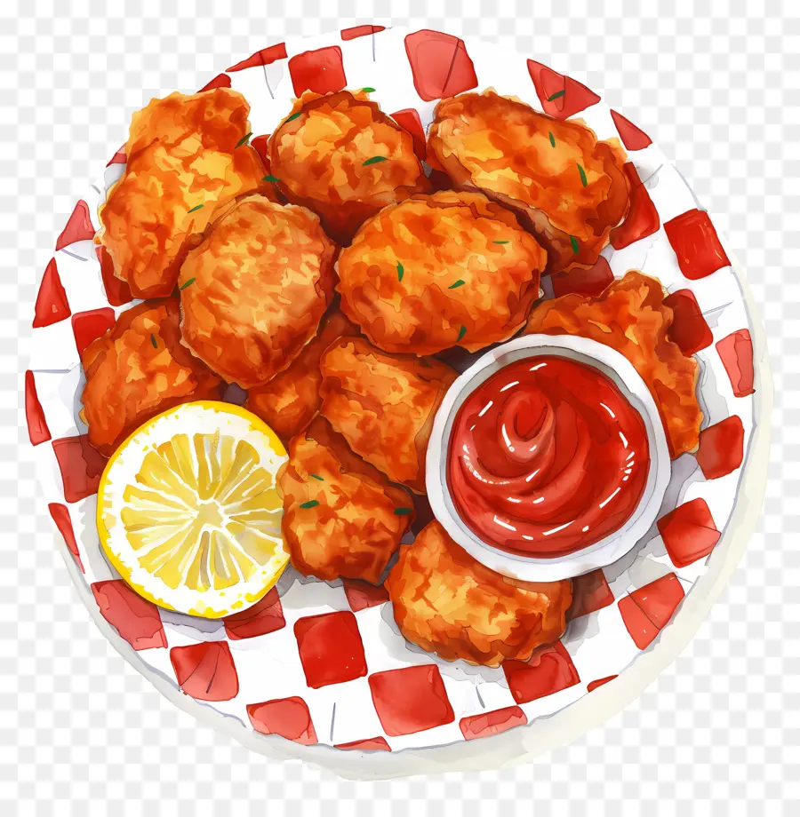 Nuggets De Poulet Frits，Assiette De Nuggets De Poulet PNG