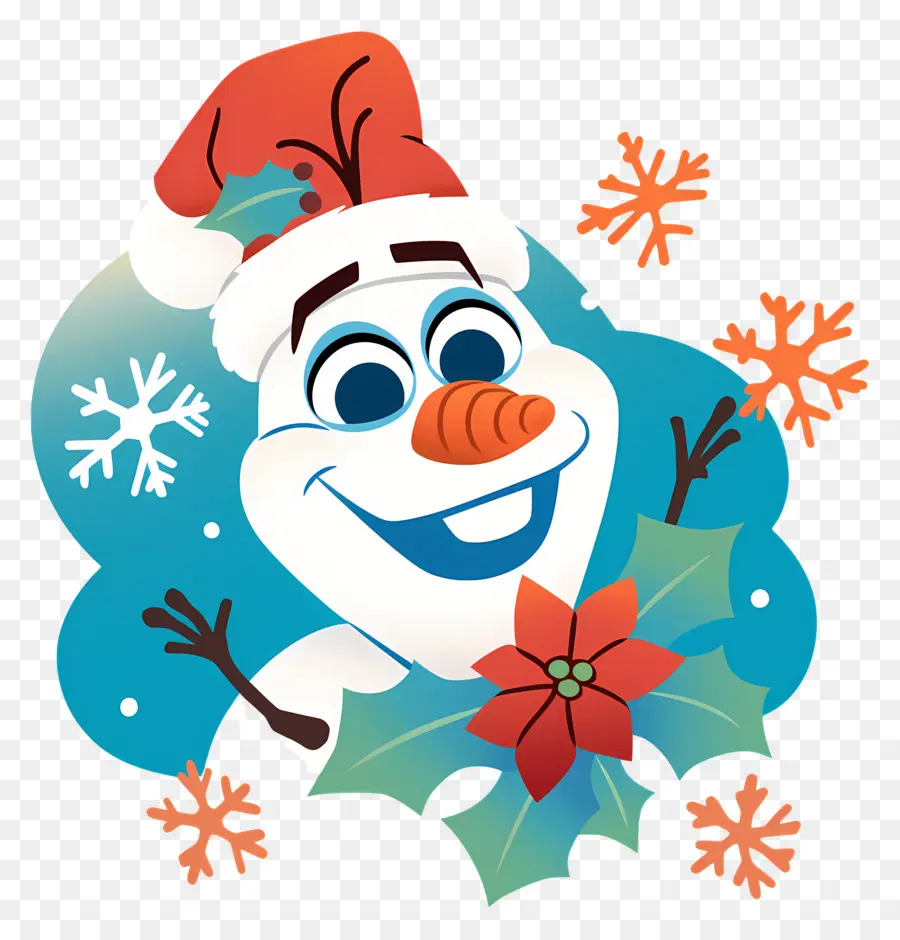 Olaf Congelé，Bonhomme De Neige Avec Holly PNG