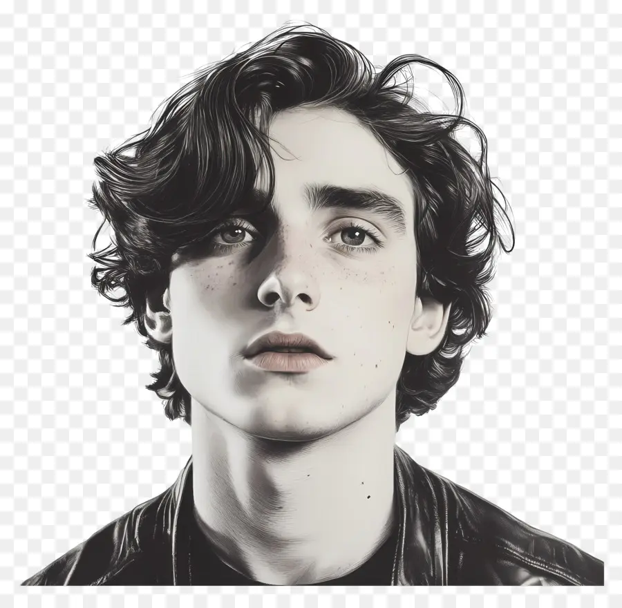 Timothée Chalamet，Portrait Noir Et Blanc PNG