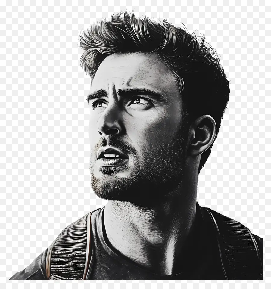 Chris Evans，Portrait Monochrome PNG