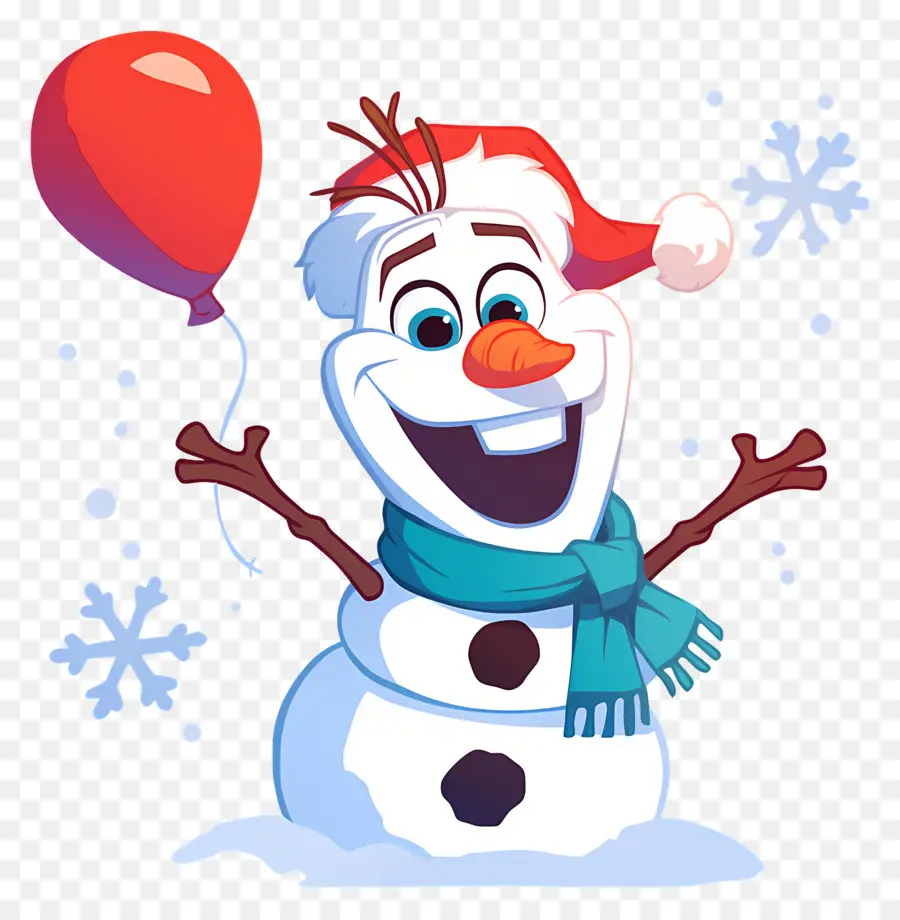 Olaf Congelé，Bonhomme De Neige Avec Ballon PNG