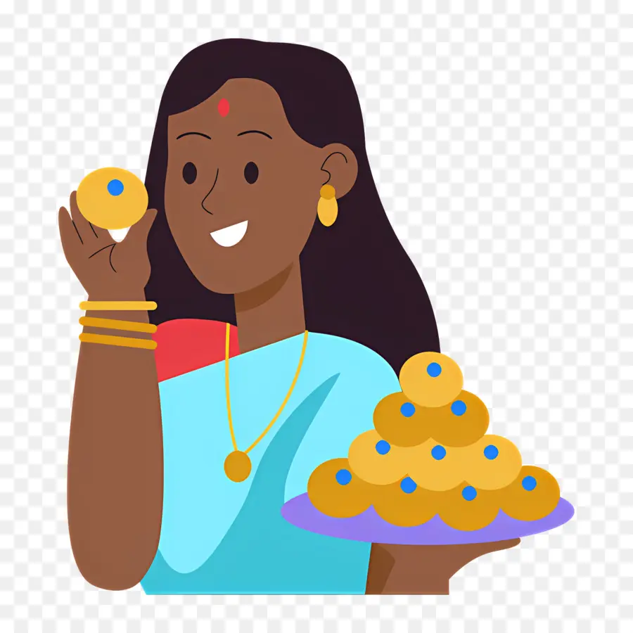 Bonbons De Diwali，Femme Avec Des Bonbons PNG