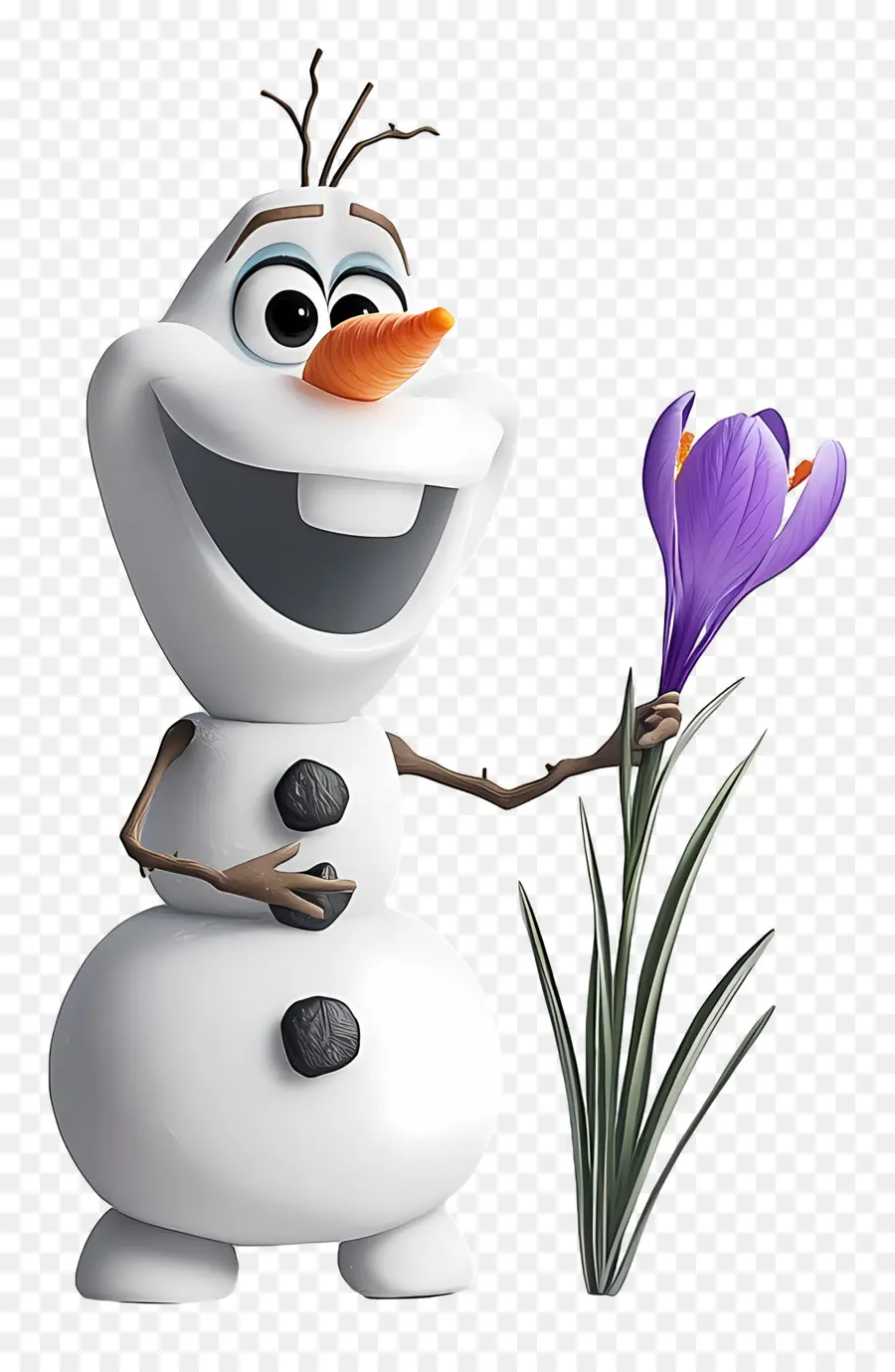 Olaf Congelé，Bonhomme De Neige Avec Des Fleurs PNG