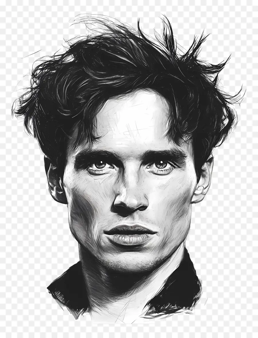 Eddie Redmayne，Portrait Noir Et Blanc PNG