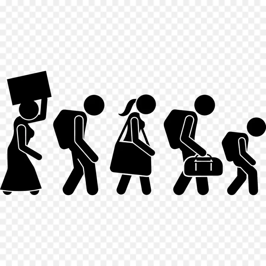 Réfugiés，Silhouette De Migrants PNG