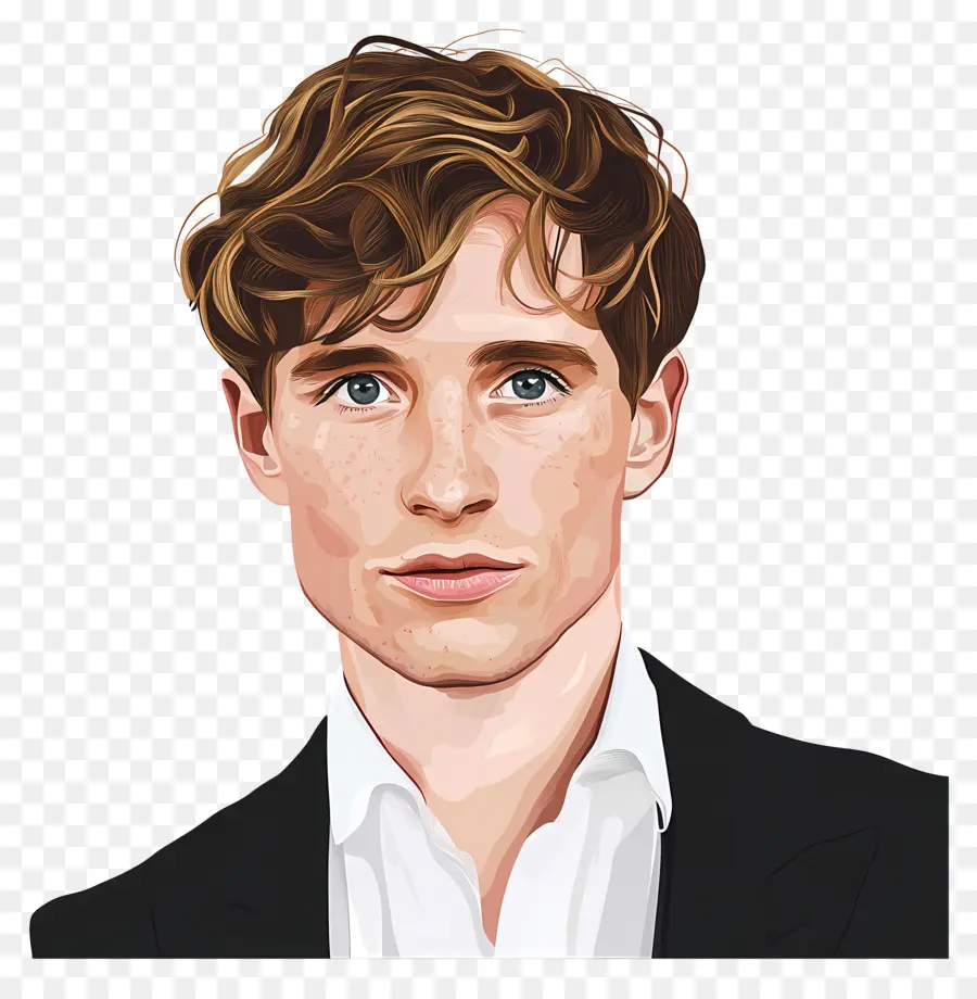 Eddie Redmayne，Portrait Illustré D'un Homme En Costume PNG