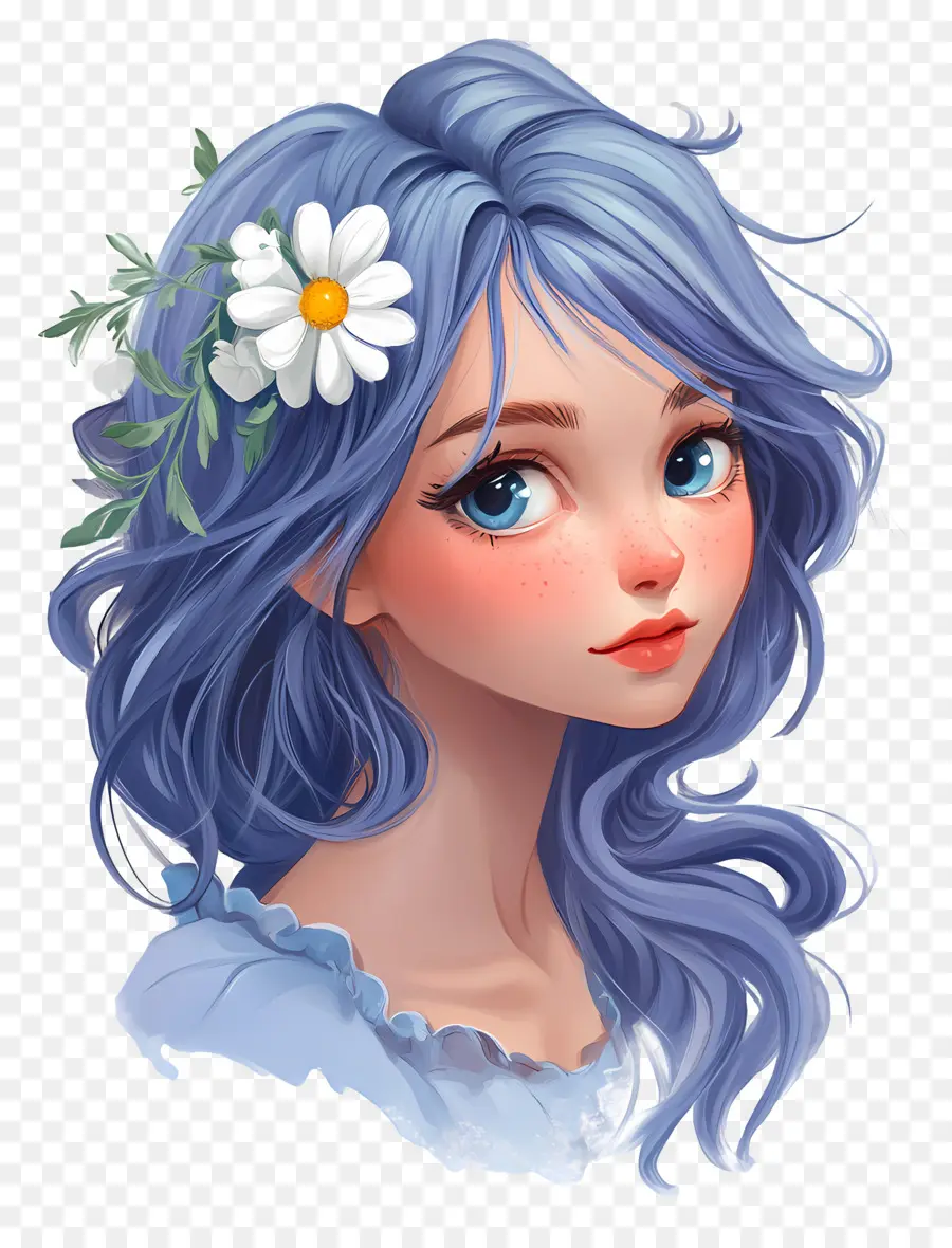 Jolie Fille，Fille Aux Cheveux Bleus PNG