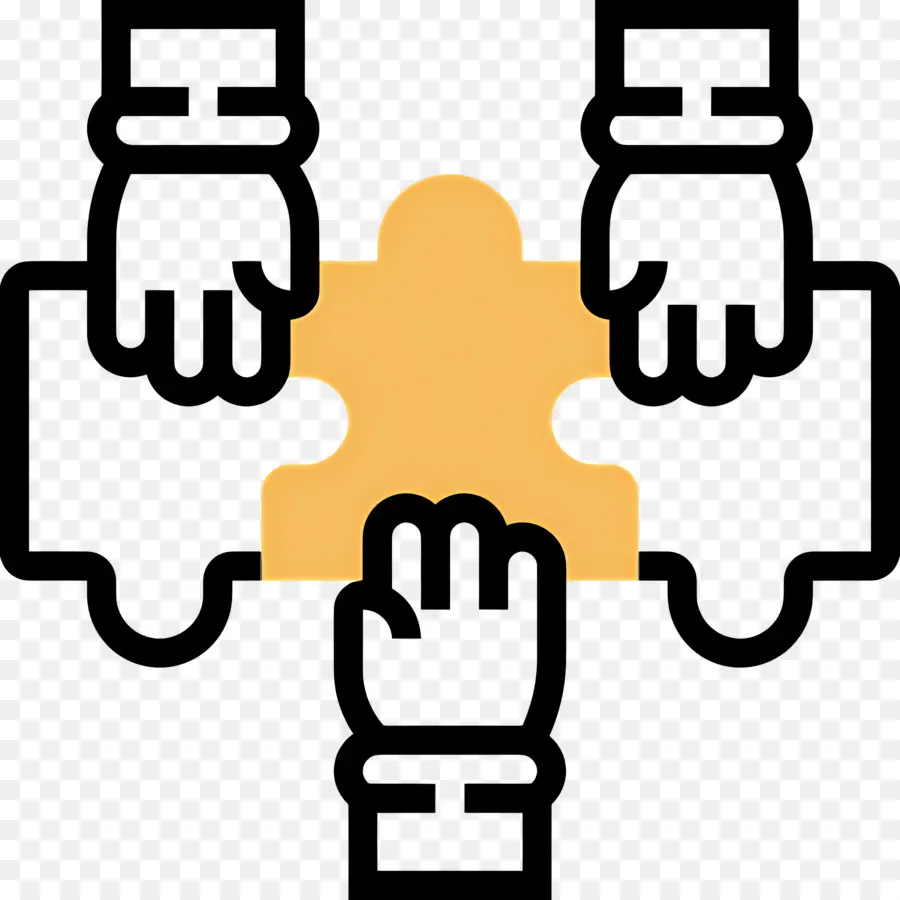 Collaboration，Mains Et Pièce De Puzzle PNG