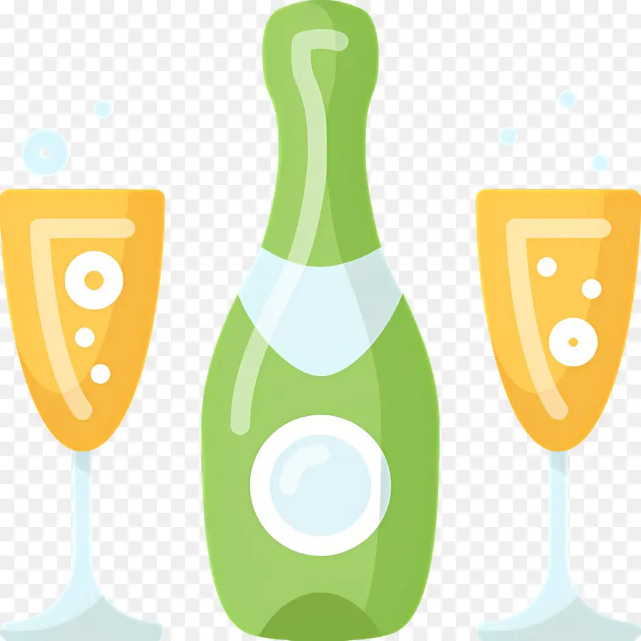 Bouteille De Champagne，Lunettes PNG