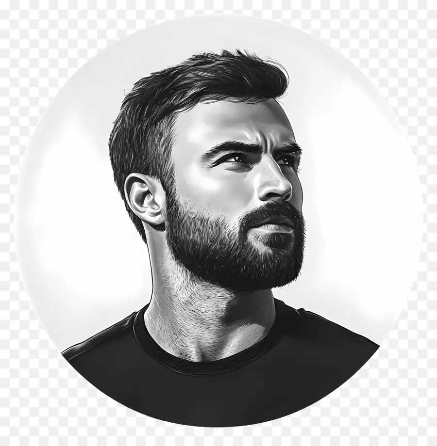 Chris Evans，Portrait Noir Et Blanc PNG