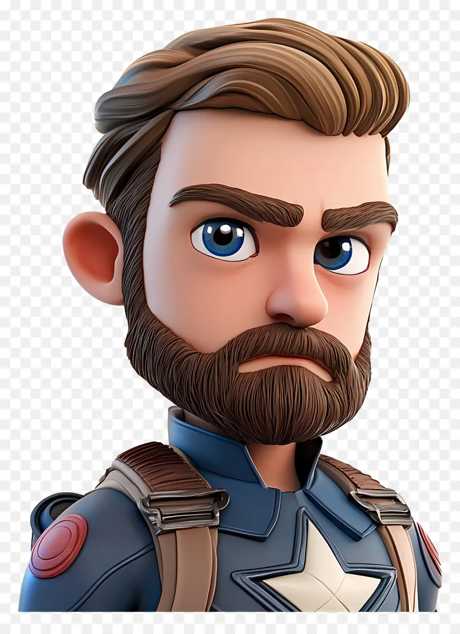 Chris Evans，Personnage Chibi Avec Barbe PNG