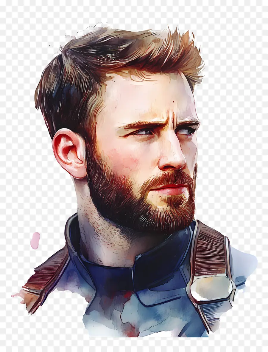 Chris Evans，Portrait De Héros Aquarelle PNG