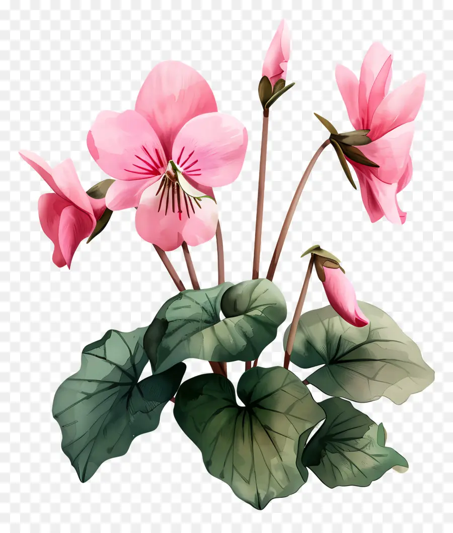 Fleur De Cyclamen，Fleurs Roses PNG