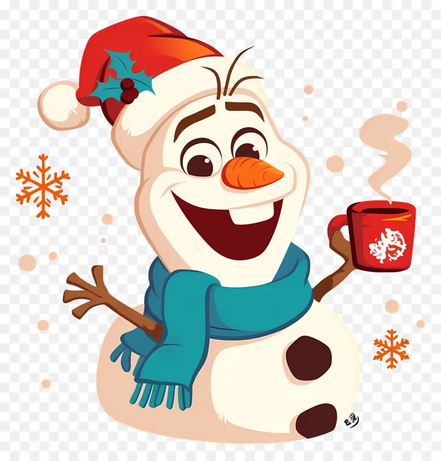 Olaf Congelé，Bonhomme De Neige Avec Tasse PNG