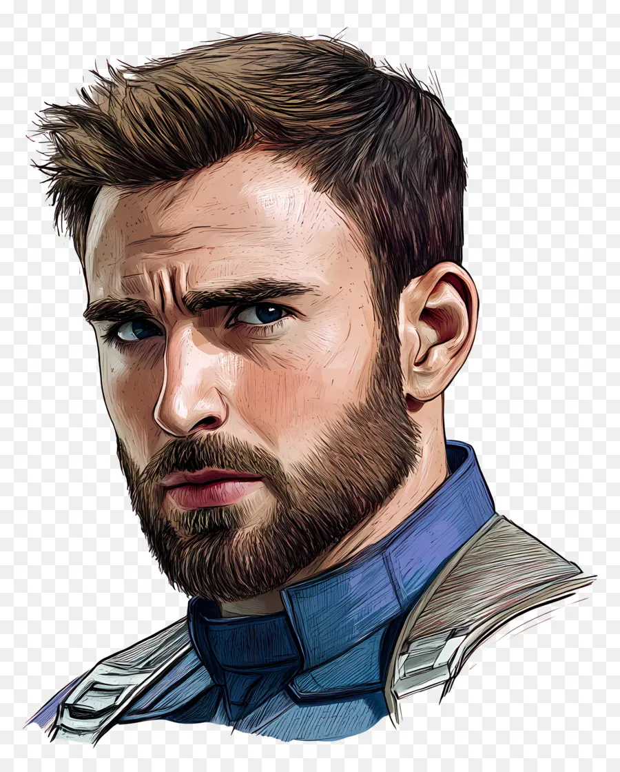 Chris Evans，Portrait De Héros Aquarelle PNG