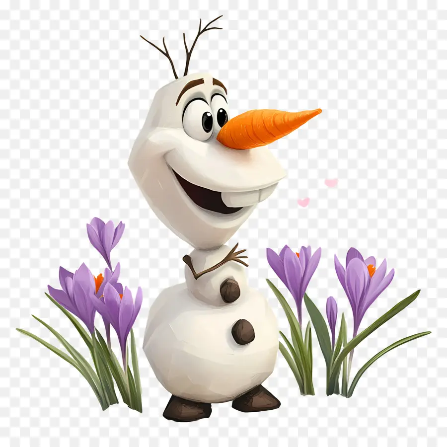 Olaf Congelé，Bonhomme De Neige Avec Des Fleurs PNG