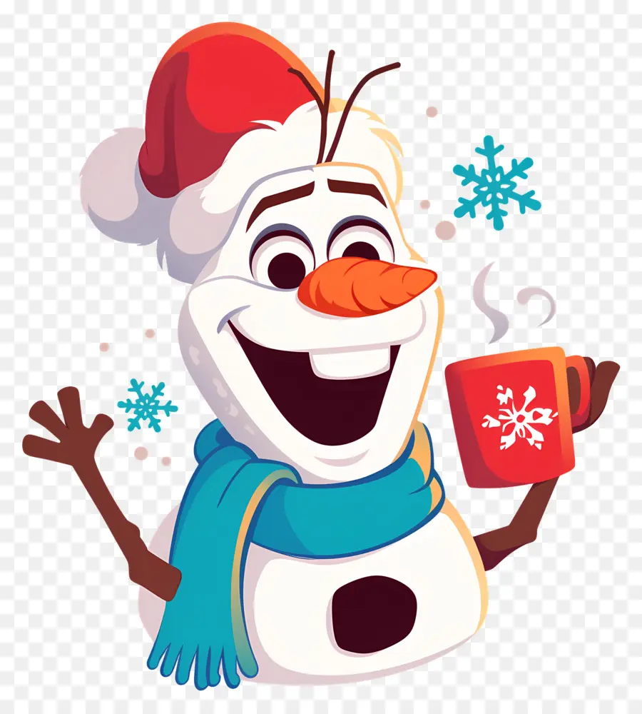 Olaf Congelé，Bonhomme De Neige Avec Tasse PNG