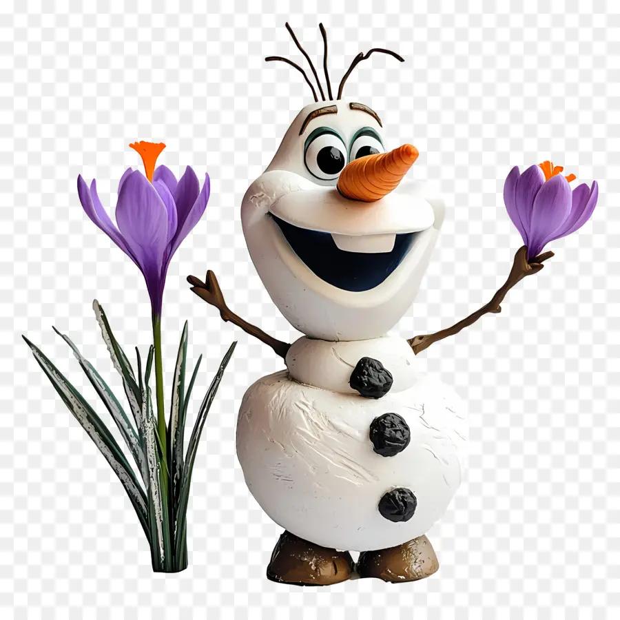 Olaf Congelé，Bonhomme De Neige Avec Des Fleurs PNG