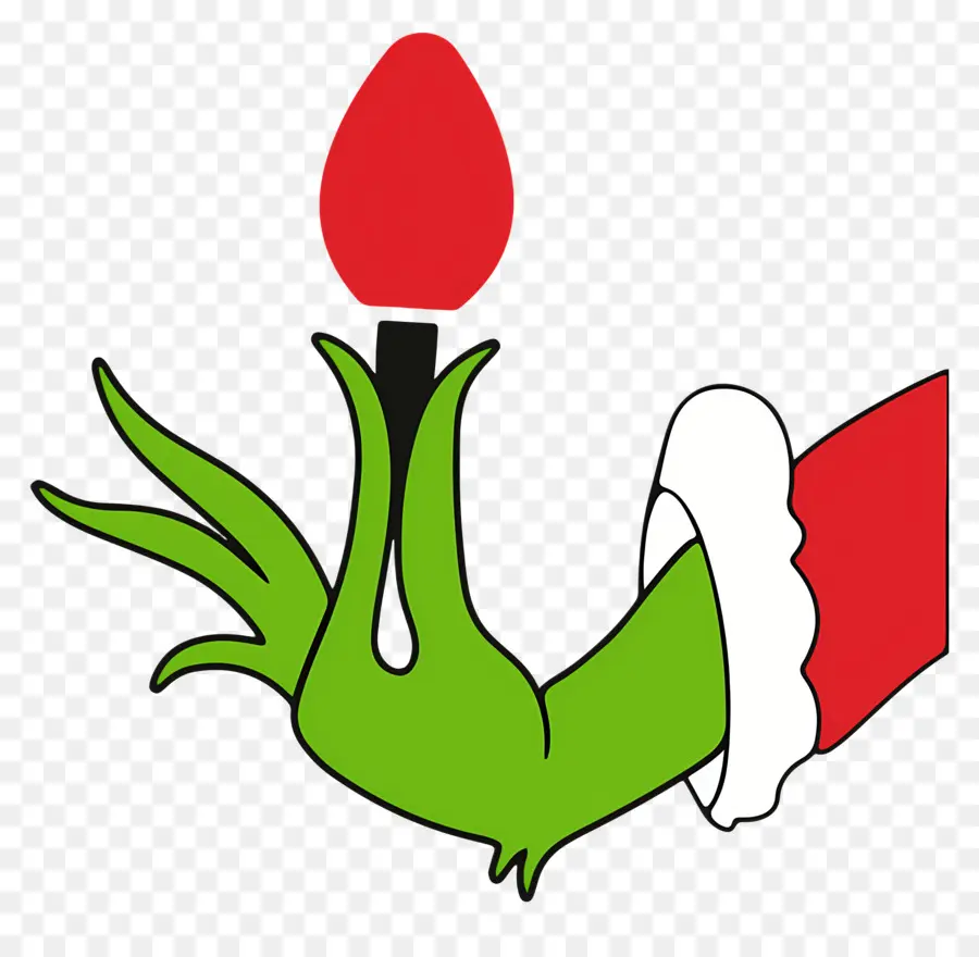 Main De Grincheux，Main Verte Avec Ampoule Rouge PNG