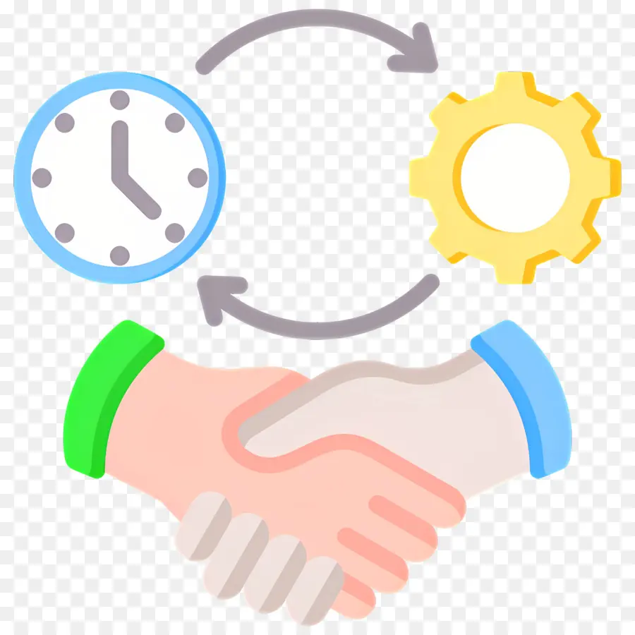 Engagement，Poignée De Main Et Horloge PNG