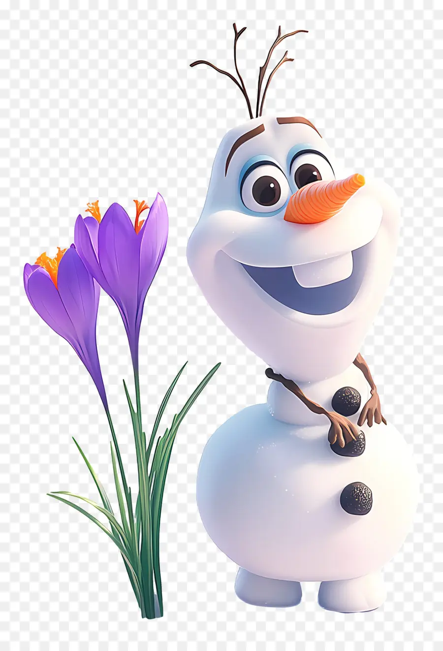 Olaf Congelé，Bonhomme De Neige Avec Des Fleurs PNG