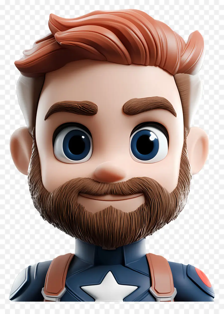 Chris Evans，Personnage Chibi Avec Barbe PNG