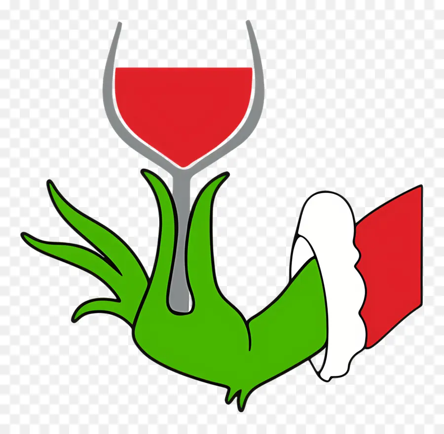 Main De Grincheux，Main Verte Avec Verre à Vin PNG