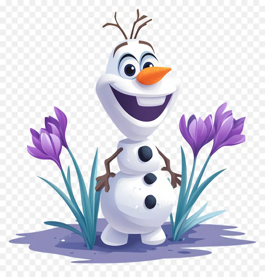 Olaf Congelé，Bonhomme De Neige Avec Des Fleurs PNG