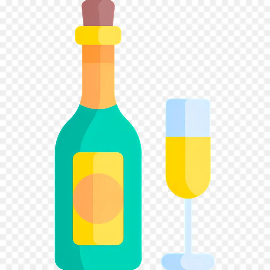 Bouteille De Champagne，Champagne Et Verre PNG