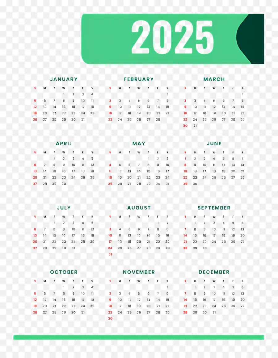 Calendrier 2025，Année PNG