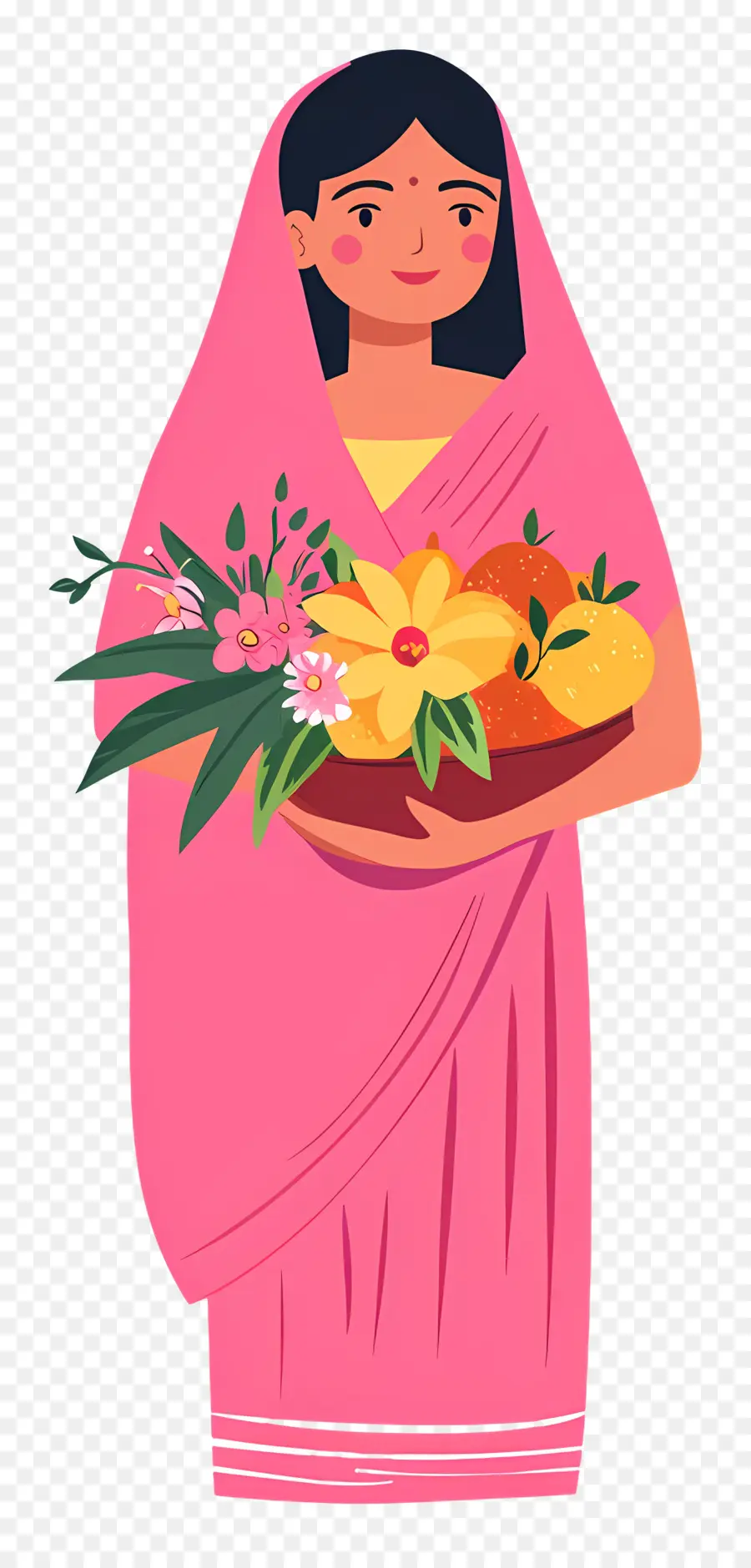 Chhath Puja，Femme En Sari Rose PNG