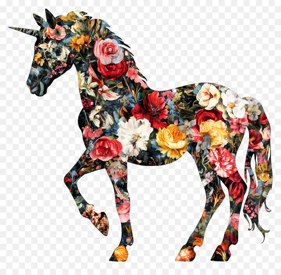 Licorne Florale，Licorne PNG