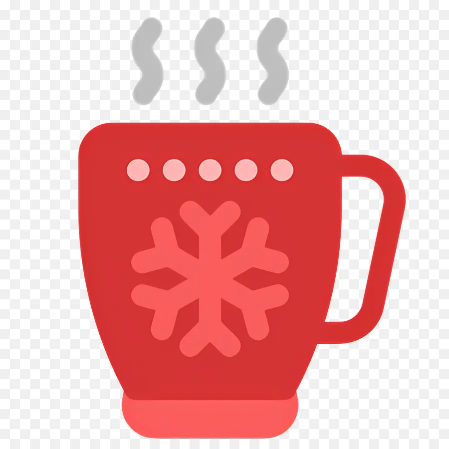 Chocolat Chaud De Noël，Tasse Rouge Avec Flocon De Neige PNG